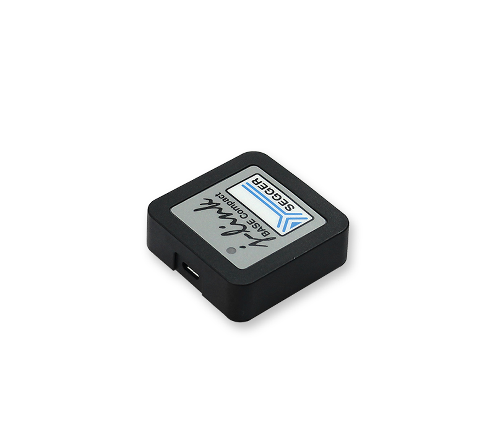 A small black electronic device with a silver label. The label features a logo with the text "SEGGER" and "J-Link Base Control". The device is likely used for programming or debugging in electronic projects.